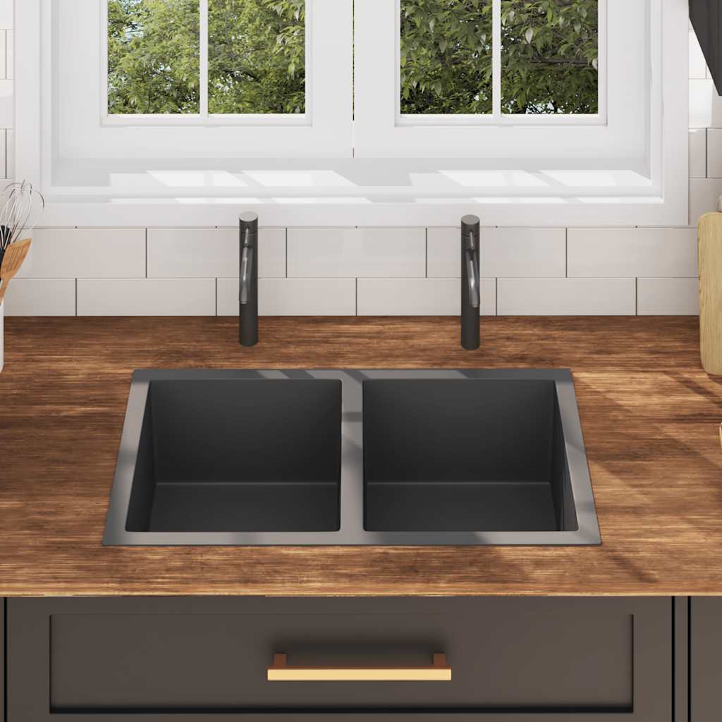 Handmade Kitchen Sink Black Stainless Steel