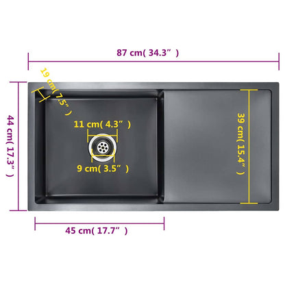 Handmade Kitchen Sink Black Stainless Steel
