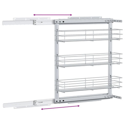 3-Tier Pull-out Kitchen Wire Basket Silver 47x15.5x55.5 cm
