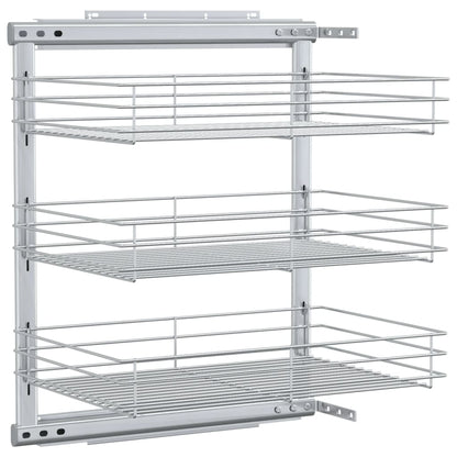 3-Tier Pull-out Kitchen Wire Basket Silver 18.5"x13.8"x22