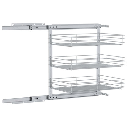 3-Tier Pull-out Kitchen Wire Basket Silver 18.5"x13.8"x22