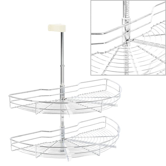 2-Tier Kitchen Wire Basket Silver 180 Degree 75x38x80 cm