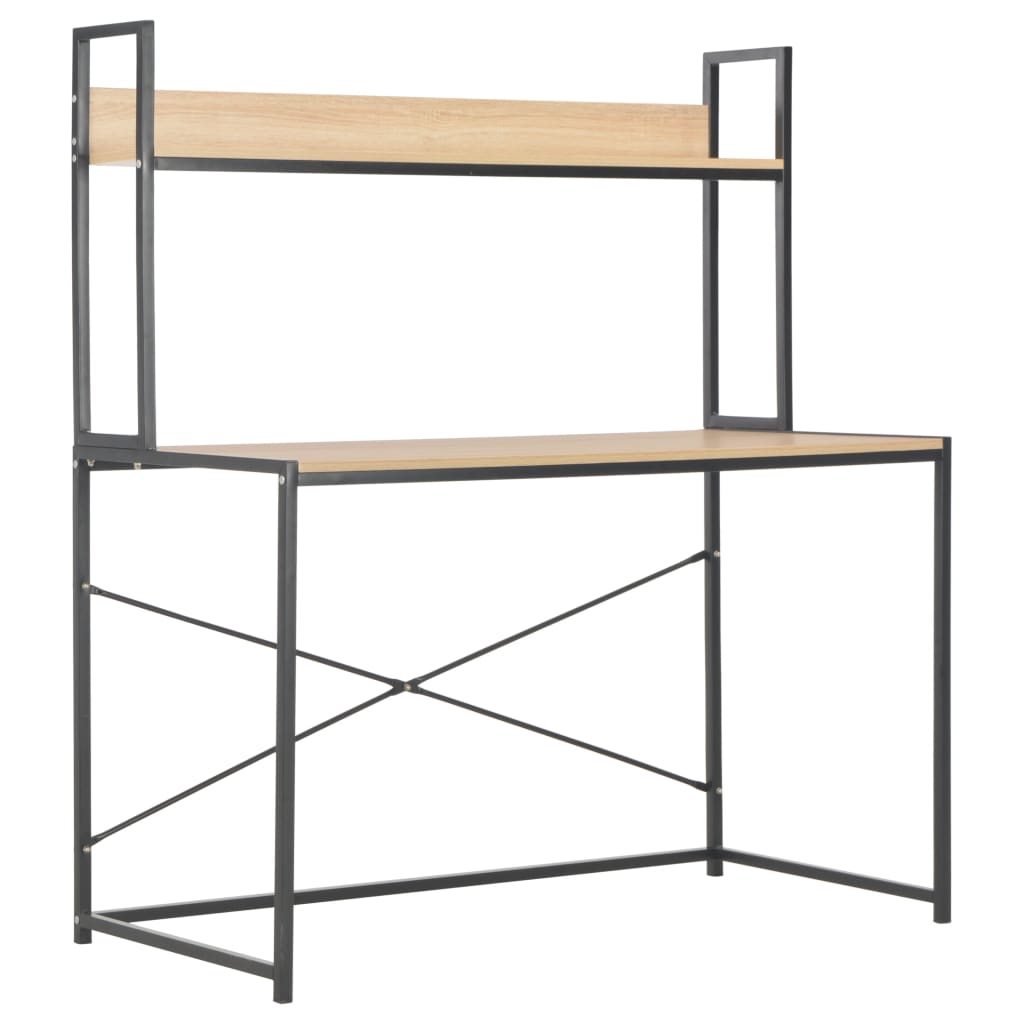Computer Desk Black and Oak 47.2"x23.6"x54.3