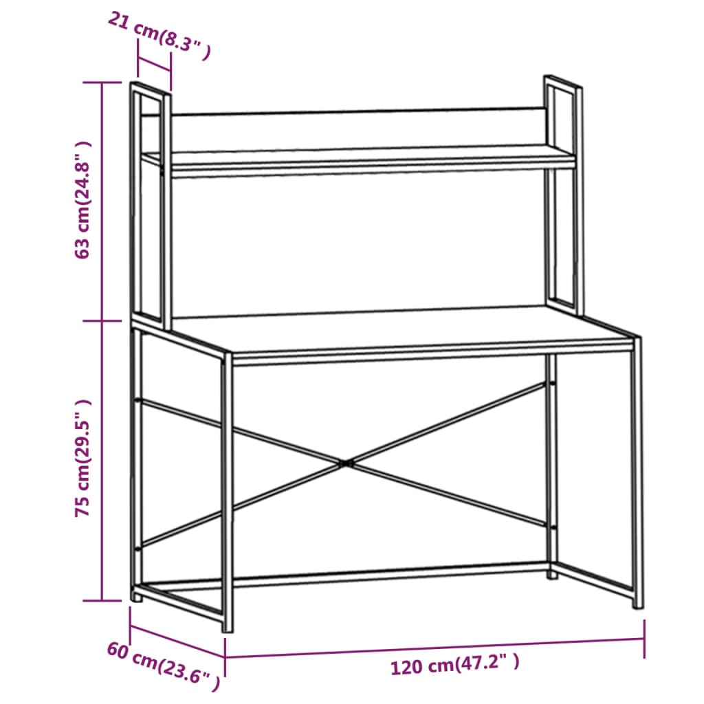 Computer Desk Black and Oak 47.2"x23.6"x54.3
