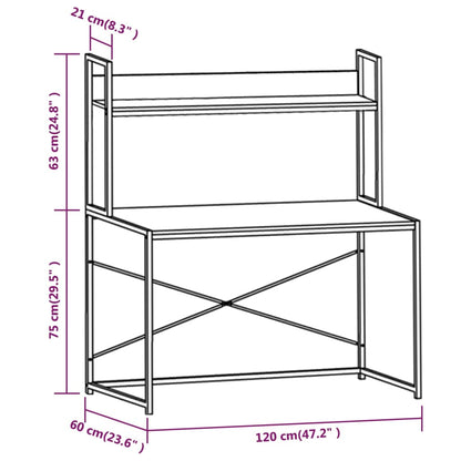 Computer Desk Black and Oak 47.2"x23.6"x54.3