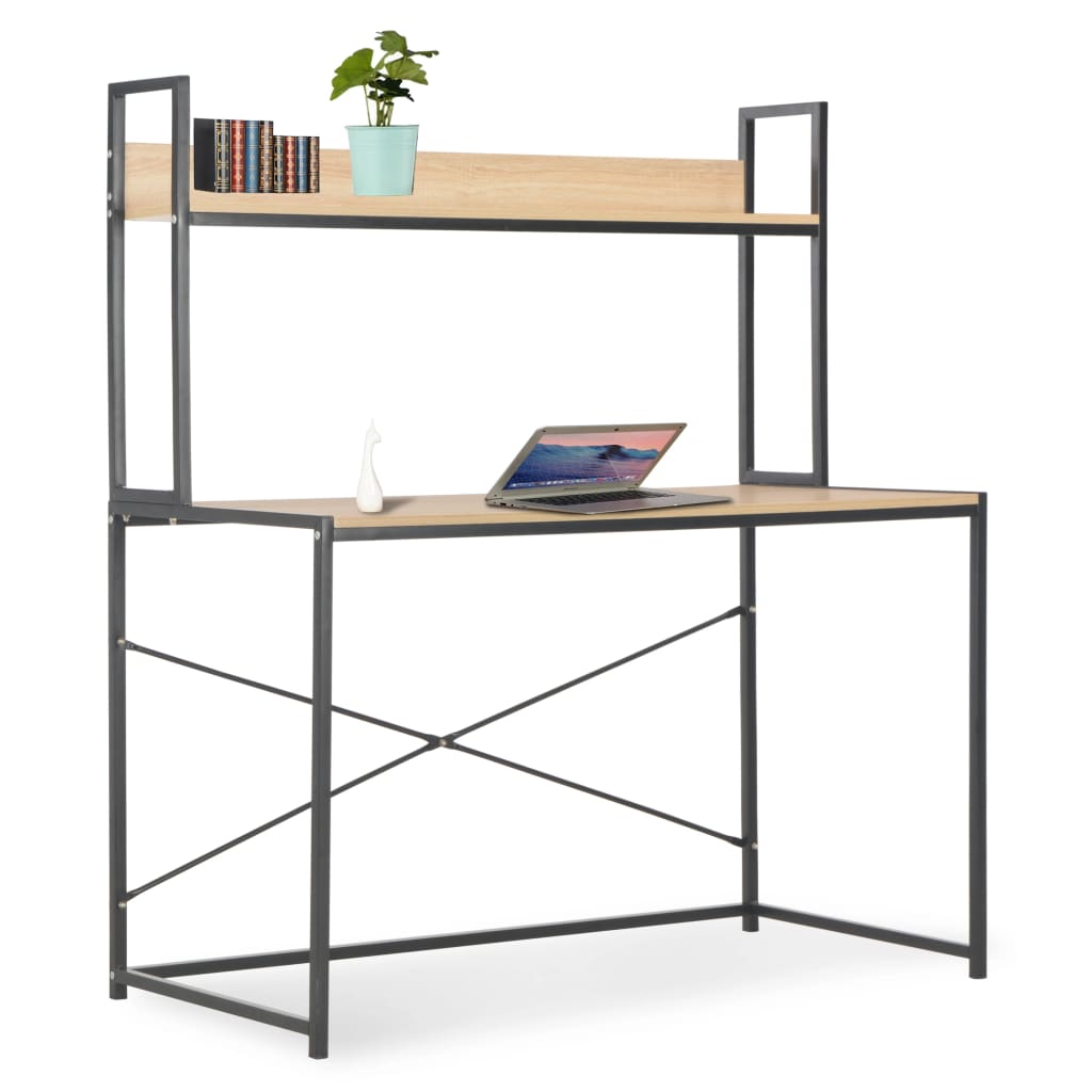 Computer Desk Black and Oak 47.2"x23.6"x54.3