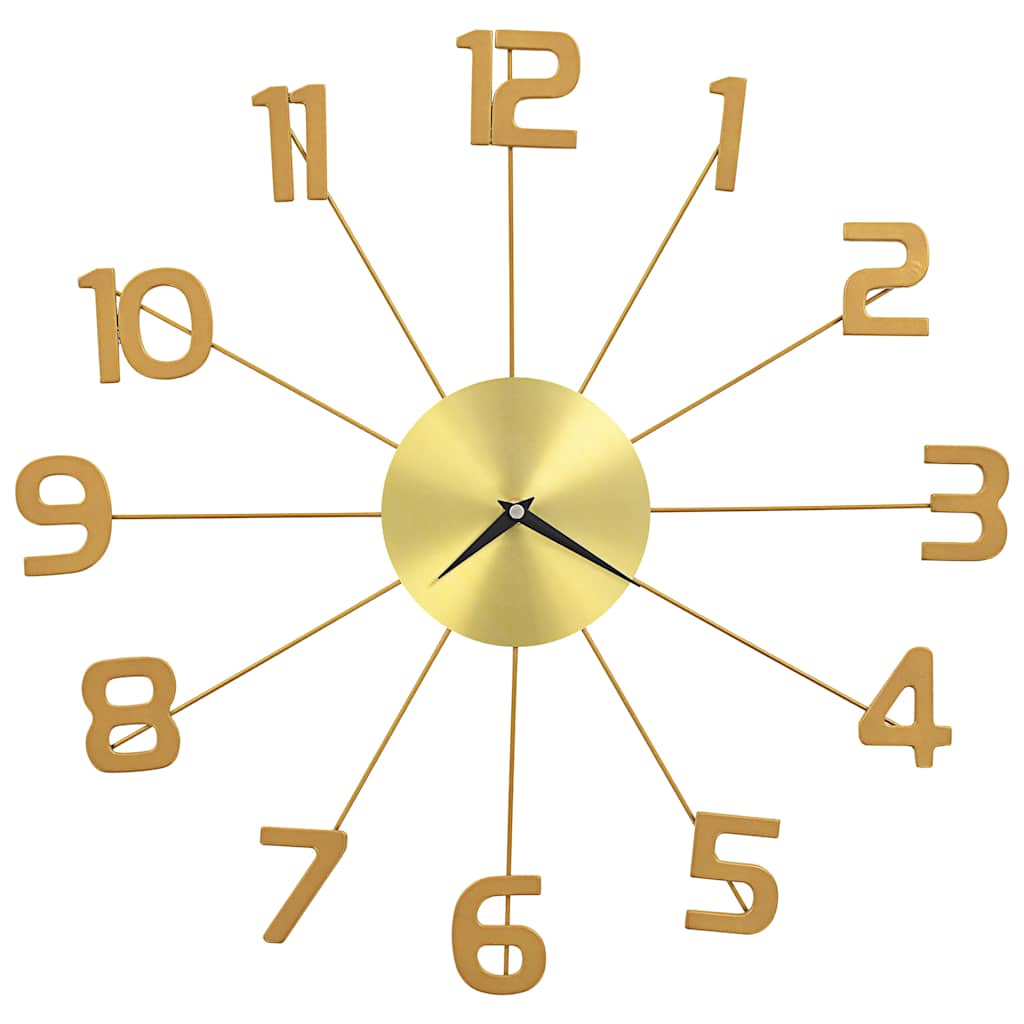 Wall Clock | Golden | Metal | Medium |  Clock  | Wall Clock | Round