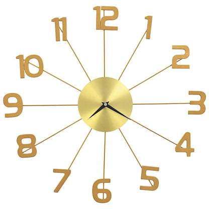 Wall Clock | Golden | Metal | Medium |  Clock  | Wall Clock | Round