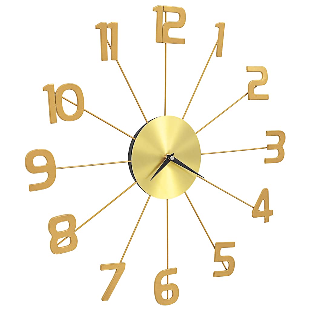 Wall Clock | Golden | Metal | Medium |  Clock  | Wall Clock | Round