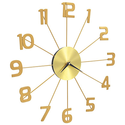 Wall Clock | Golden | Metal | Medium |  Clock  | Wall Clock | Round