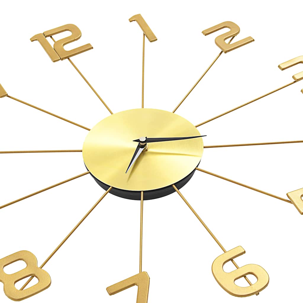 Wall Clock | Golden | Metal | Medium |  Clock  | Wall Clock | Round