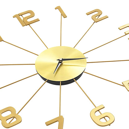 Wall Clock | Golden | Metal | Medium |  Clock  | Wall Clock | Round