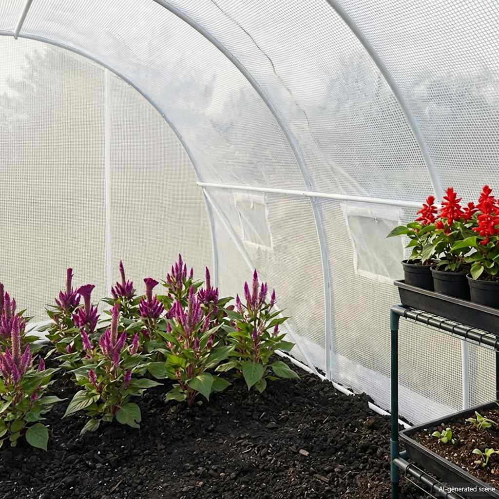 Greenhouse | White | Polyethylene mesh fabric and galvanised steel | 9m²