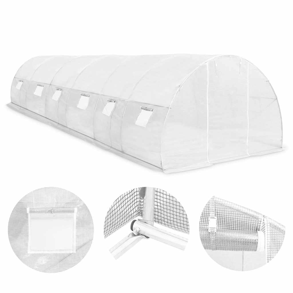 Greenhouse | White | Polyethylene mesh fabric and galvanised steel