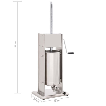 Manual Sausage Stuffer Silver 15 L Stainless Steel