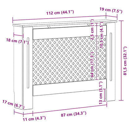 Radiator Cover White 112x19x81.5 cm MDF