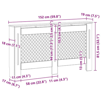Radiator Cover White 152x19x81.5 cm MDF