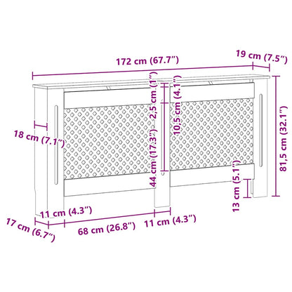 Radiator Cover White 172x19x81.5 cm MDF
