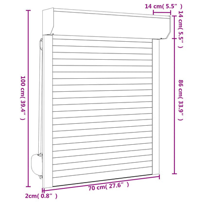 Roller Shutter White 70 x 100 cm Aluminium and Polyurethane