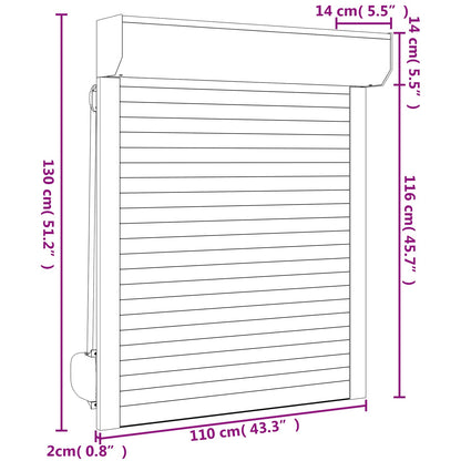 Roller Shutter White 110 x 130 cm Aluminium and Polyurethane
