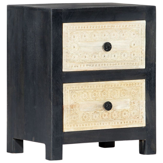 Bedside Cabinet | Grey and natural | Solid mango wood, MDF | 40x30x50 cm