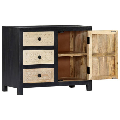Hand Carved Side Cabinet Gray 29.5"x13.8"x23.6" Solid Mango Wood
