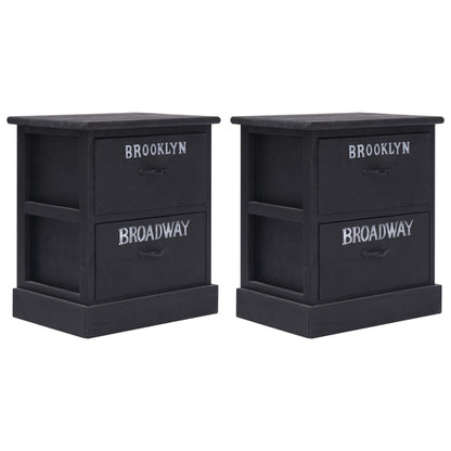 Nightstands 2 pcs Black 38x28x45 cm Paulownia Wood