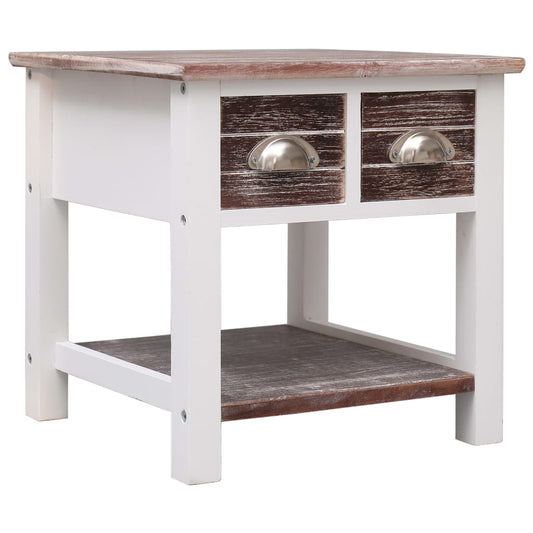Side Table | Brown and white | Paulownia wood | Small | Side Table