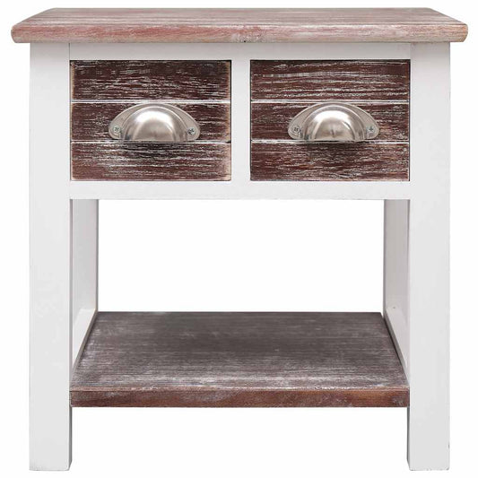 Side Table | Brown and white | Paulownia wood | Small | Side Table