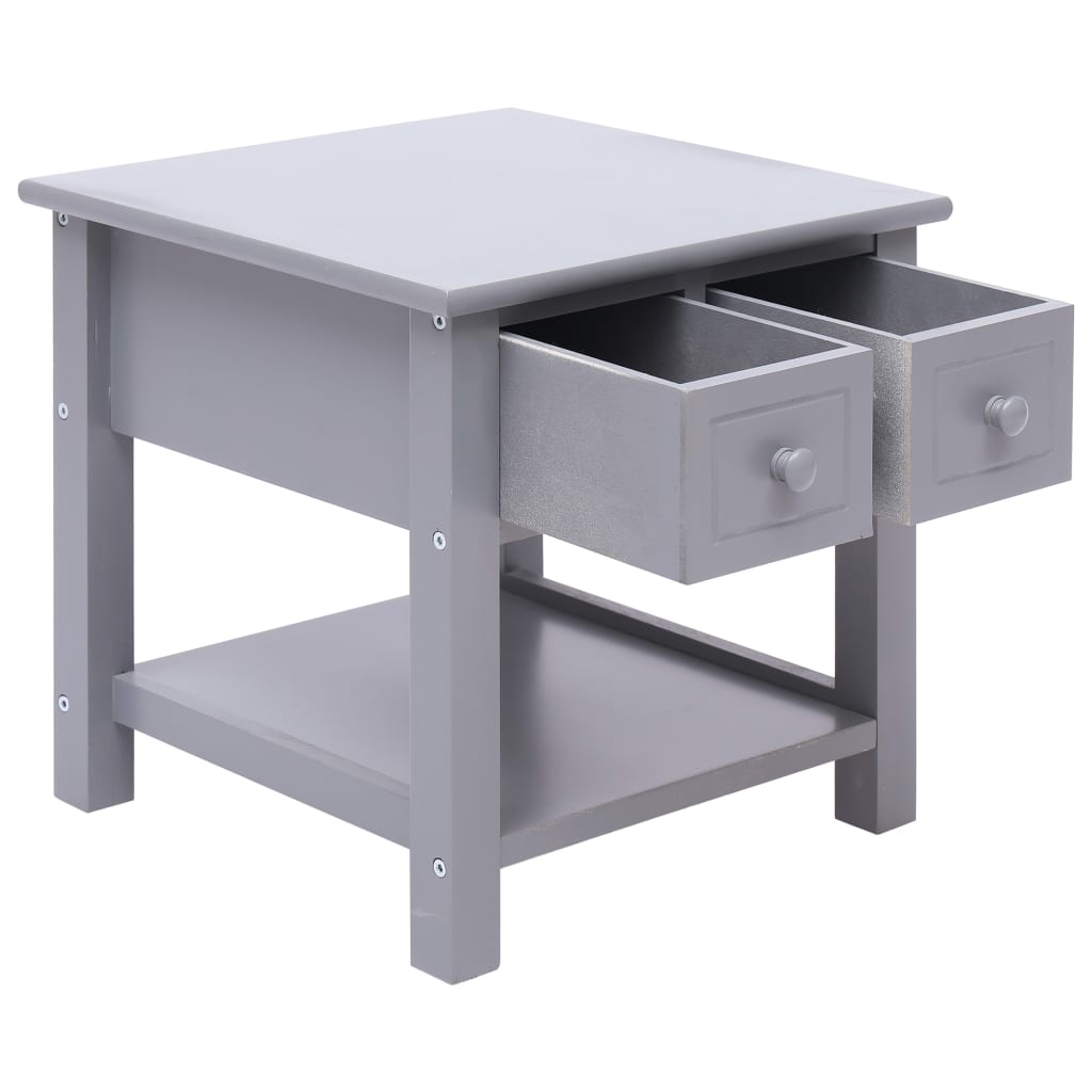 Side Table Grey 40x40x40 cm Paulownia Wood