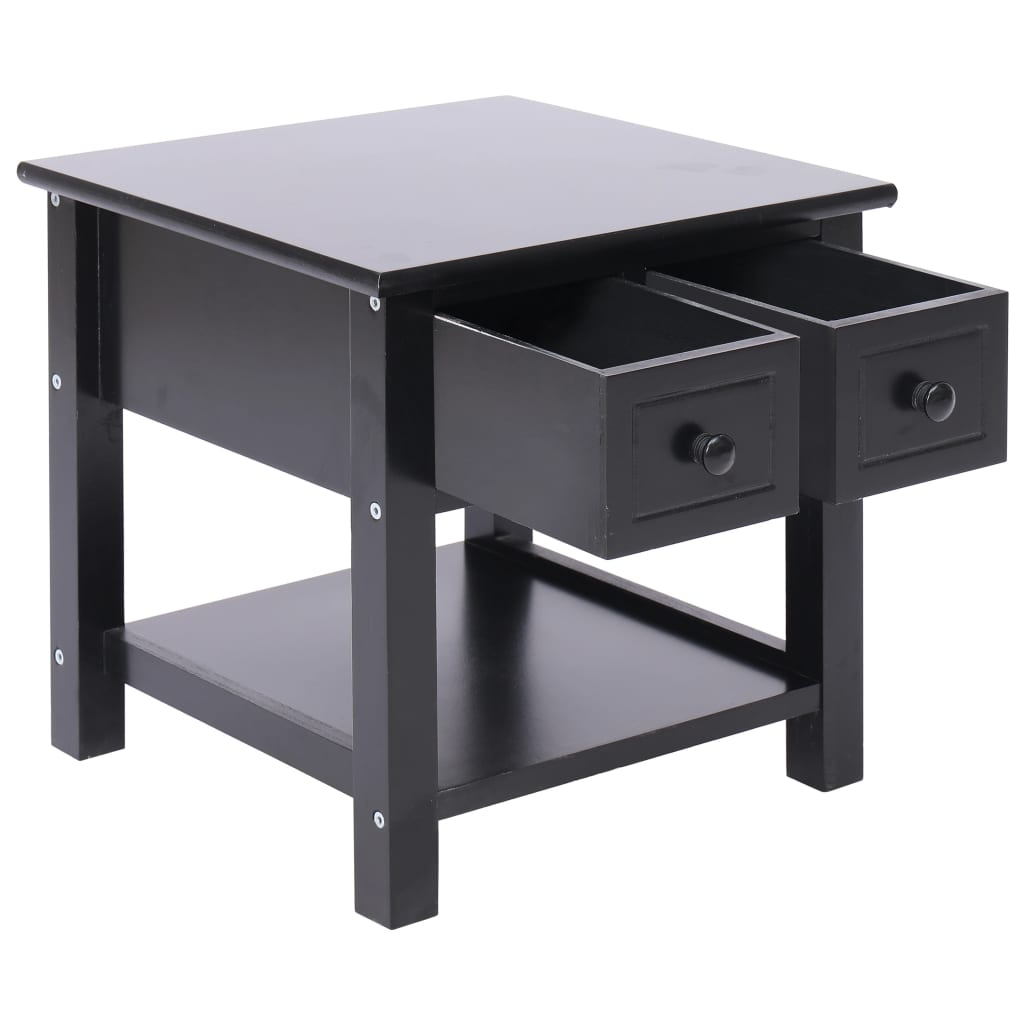 Side Table Black 40x40x40 cm Paulownia Wood