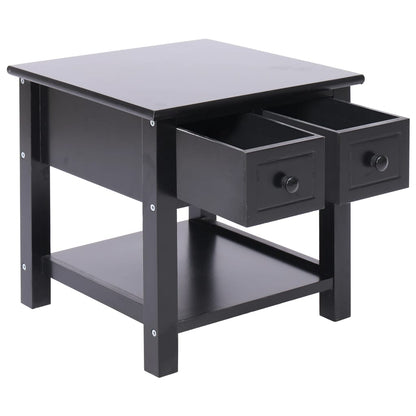 Side Table Black 40x40x40 cm Paulownia Wood