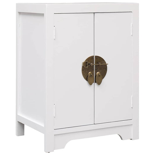 Bedside Cabinet | White | Paulownia Wood, MDF | 38x28x52 cm