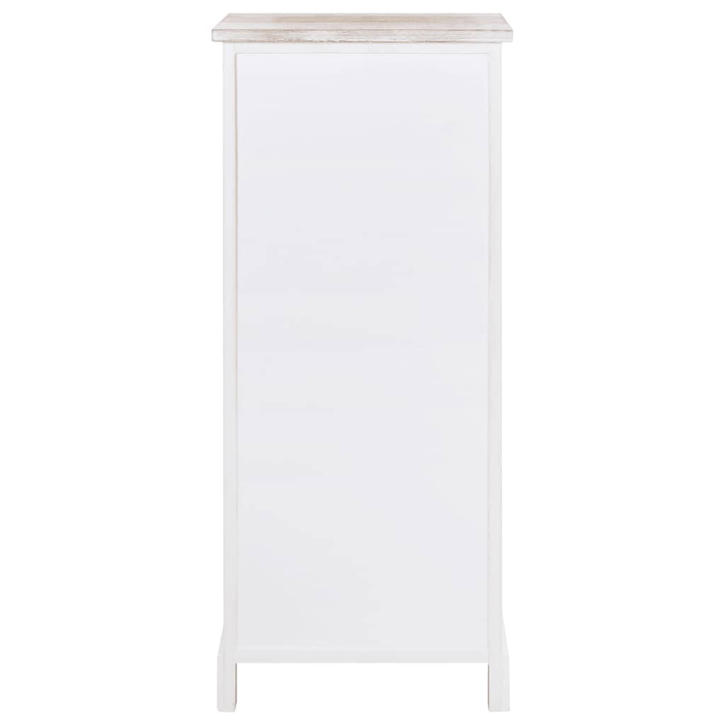 Side Cabinet | White and wood colour | Paulownia wood | 38x28x86 cm