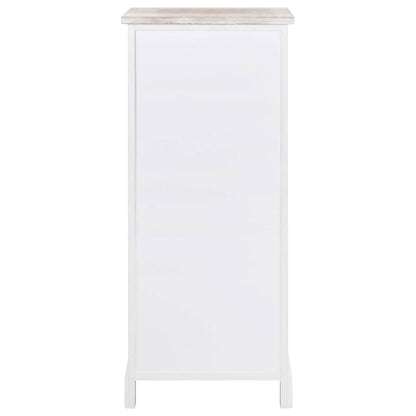 Side Cabinet | White and wood colour | Paulownia wood | 38x28x86 cm