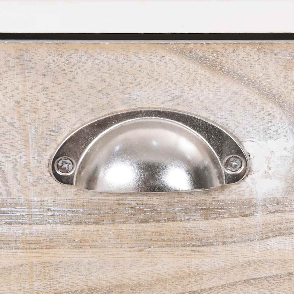 Side Cabinet | White and wood colour | Paulownia wood | 38x28x86 cm