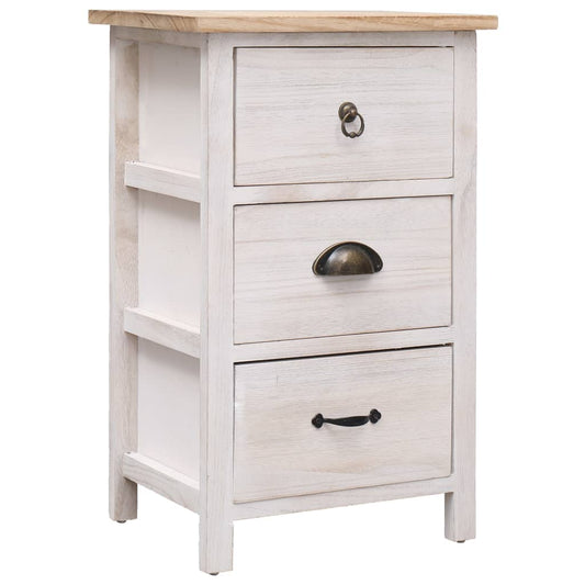 Side Cabinet | White and wood colour | Paulownia wood | 35x25x57cm
