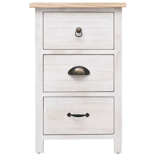 Side Cabinet | White and wood colour | Paulownia wood | 35x25x57cm
