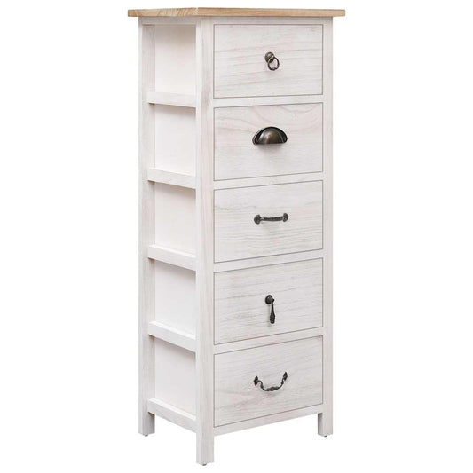 Side Cabinet | White and wood | Paulownia wood | 35x25x87 cm | Cabinet