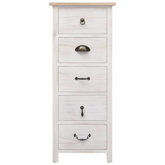 Side Cabinet | White and wood | Paulownia wood | 35x25x87 cm | Cabinet