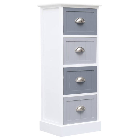 Side Cabinet | White and grey | Paulownia wood and MDF | Compact