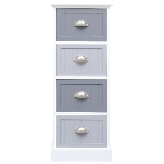 Side Cabinet | White and grey | Paulownia wood and MDF | Compact