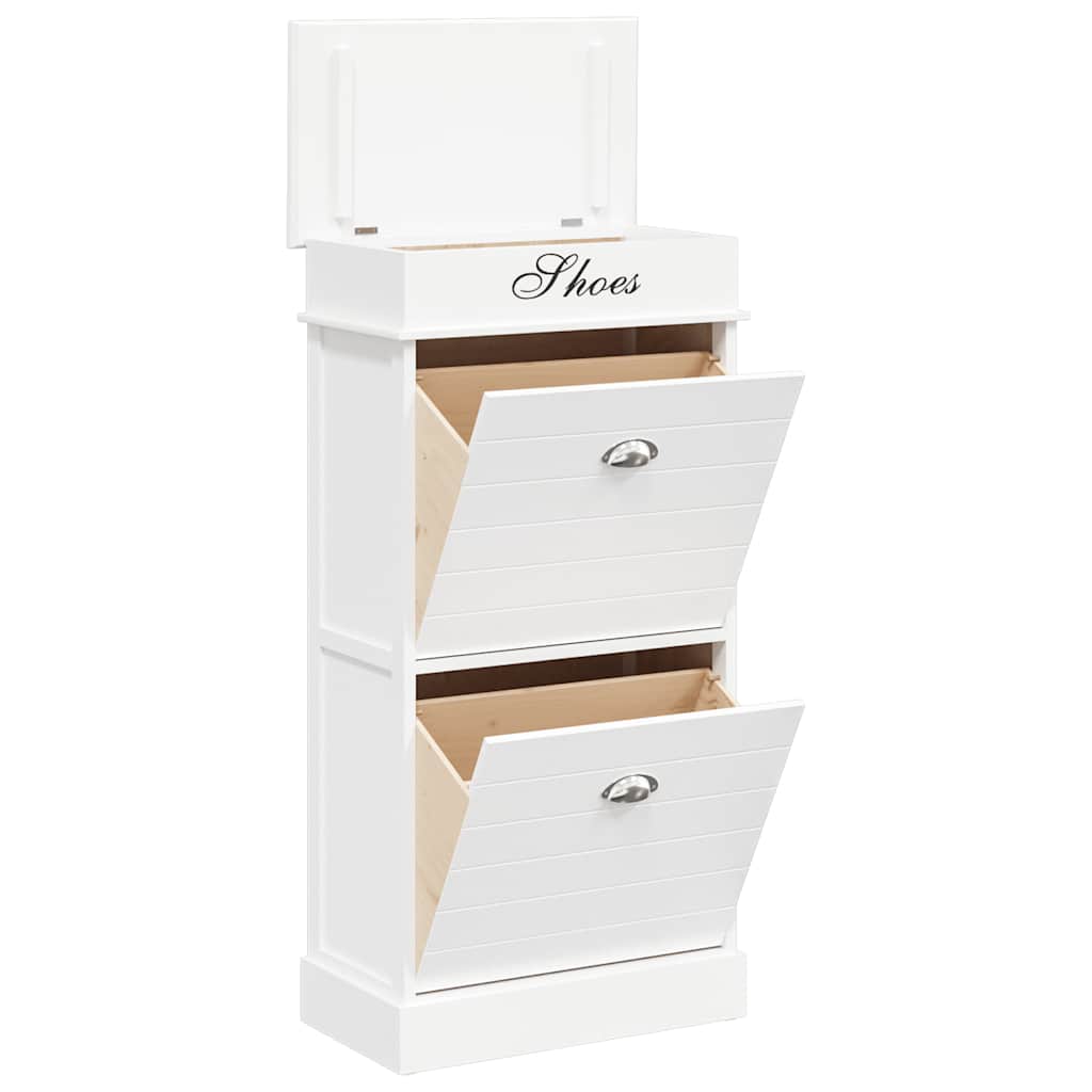 Shoe Cabinet White 50x28x98 cm Paulownia Wood