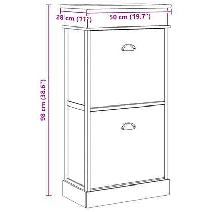 Shoe Cabinet White 50x28x98 cm Paulownia Wood