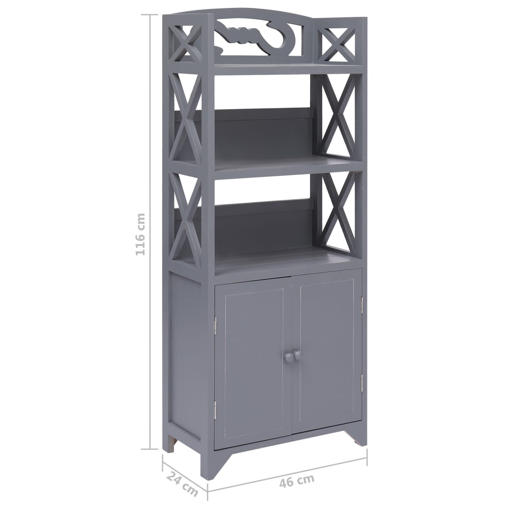 Bathroom Cabinet Grey 46x24x116 cm Paulownia Wood