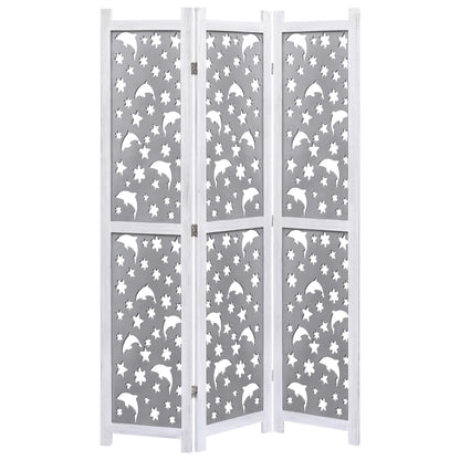 3-Panel Room Divider Gray 41.3"x65" Solid Wood