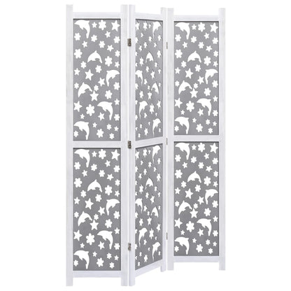 3-Panel Room Divider Gray 41.3"x65" Solid Wood