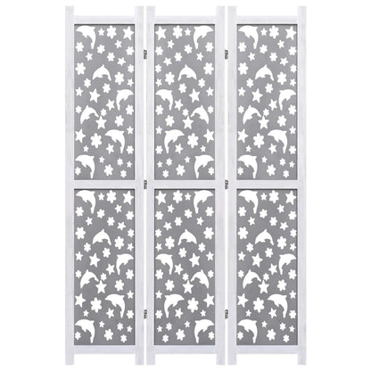 3-Panel Room Divider Gray 41.3"x65" Solid Wood
