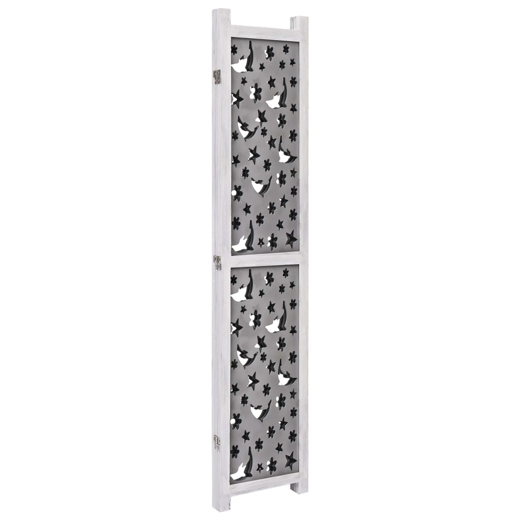 3-Panel Room Divider Gray 41.3"x65" Solid Wood