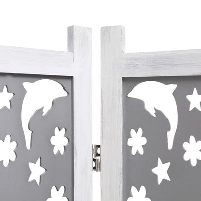 3-Panel Room Divider Gray 41.3"x65" Solid Wood